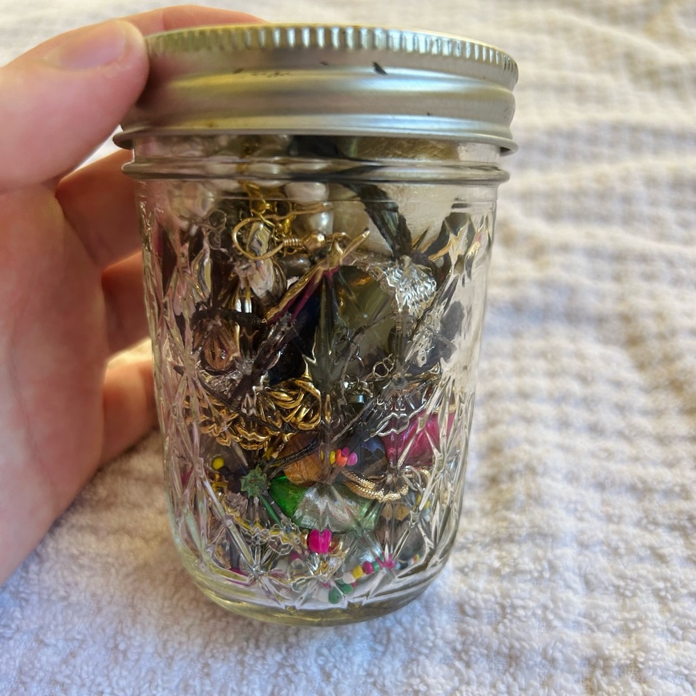 Vintage Style Mystery Jewelry Grab Bag Jar – Earrings, Charms, and Beads Mix - Picture 2 of 5